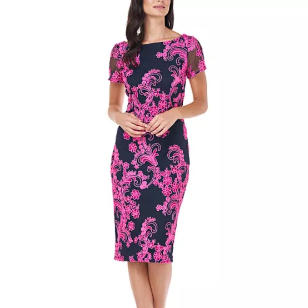 Js Collections Soutache-Trim Midi Dress Nwt Size 2 - image 1